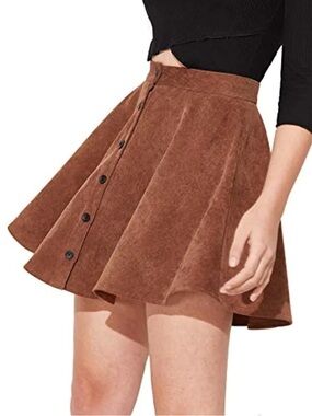 SHEIN Brown Button-Front Circle Skirt